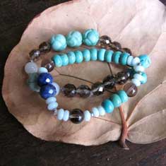 Turquoise and Smokey QuartzStretch Bracelets