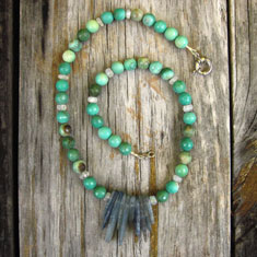 Chrysoprase Apatite and Moonstone Necklace