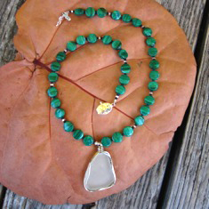 Malachite and Seaglass necklace