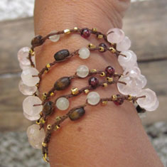 Rose Quartz and Berry Necklace/wrap bracelet