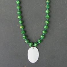 Irridescent Bead and Shell Pendant Necklace