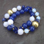 Blue and White Stretch Bracelets
