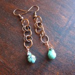 copper chain with turquoise drop earrings