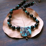 Onyx with Turquoise pendant Necklace