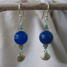 Blue Dangles with Silver Shells