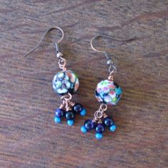 Enameled Lapis Lazuli Earrings