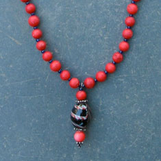 Red Coral and Amethyst Necklace