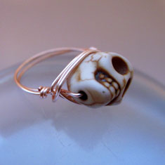 wire wrapped skull ring